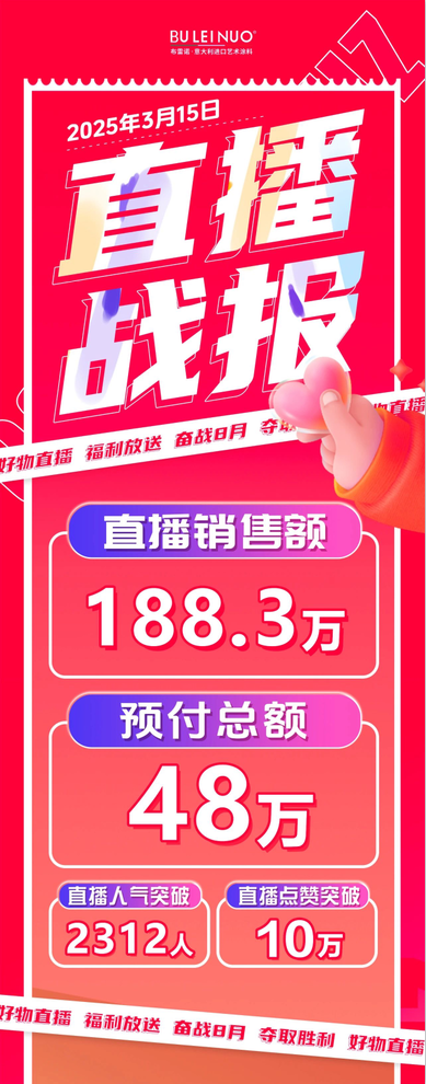 315直播战报：意大利布雷诺艺术涂料为门店强势引流！